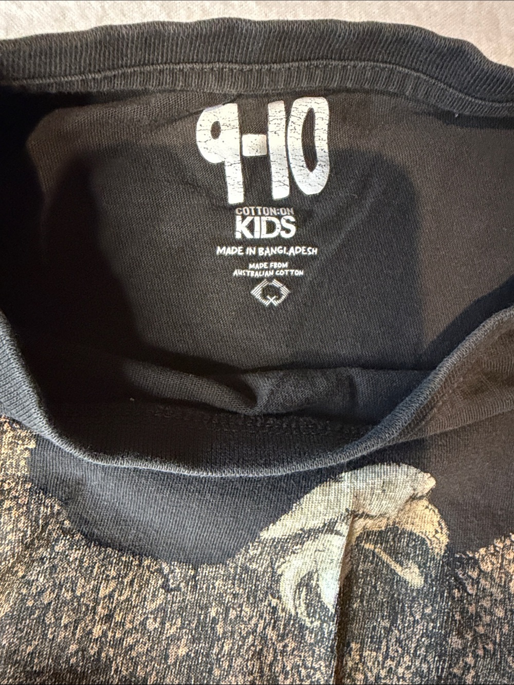 Cotton On Kids Black Tee with Eagle Graphic & Metallic writing size 9-10 - Picture 2 of 6